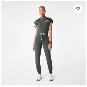 Figs Rafaela Cargo Scrub Jumpsuit Moss Green Utility One Piece M
